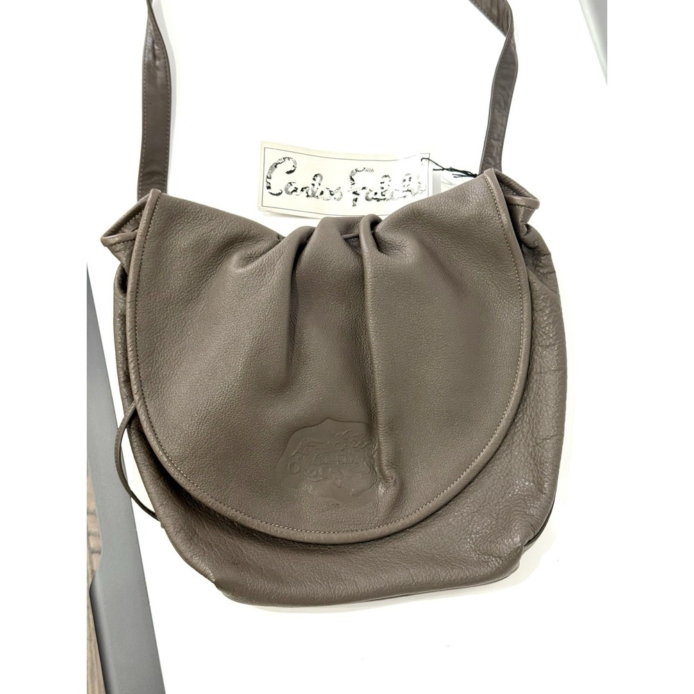 Carlos Falchi Buffalo Leather Shoulder Bag Vintage Brown USA Made